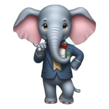 An elephant with thé Mario suit sticker