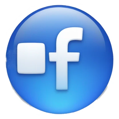 a facebook logo with blue aura around it and small like, share, love emoji behind it. sticker