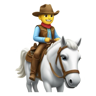 white cowboy riding horse sticker