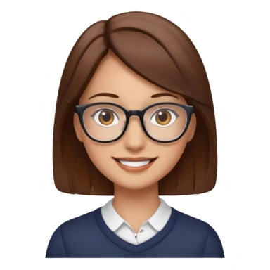 Women brown eye and brown hair with glasses snfearing sticker