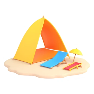 beach with sun and parasol sticker