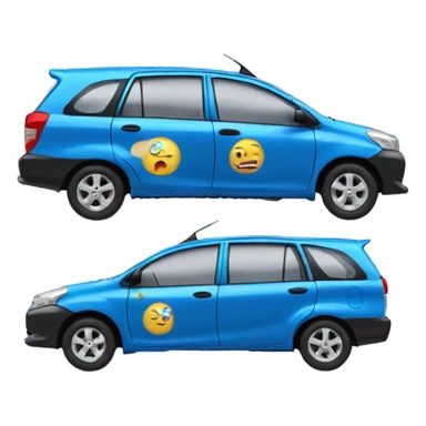 blue toyota avanza taxi emoji, 3/4 side view sticker