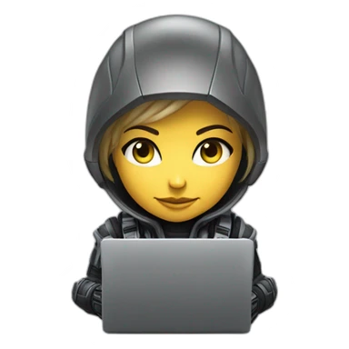 Girl developer behind his laptop with this style : Crytek Crysis Video game with nanosuit character hacker themed character sticker