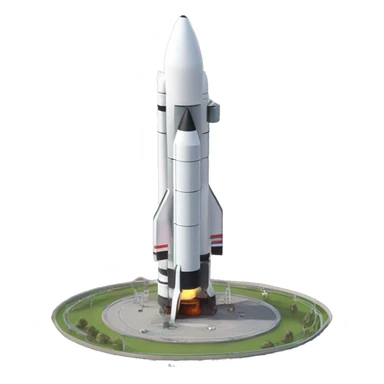 birds eye view of rocket landing pad with rocket on sticker