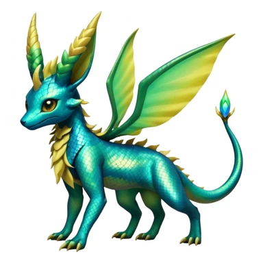 Shiny Iridescent Helioptile-Salandit-Leafeon-Fakémon-hybrid-creature (full body)  sticker