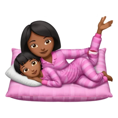 Dark skin Black woman with short  black bob  hair, pink pajamas laying on pillow just me  sticker
