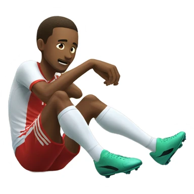 soccer player on the floor holding his knee - painful expression sticker