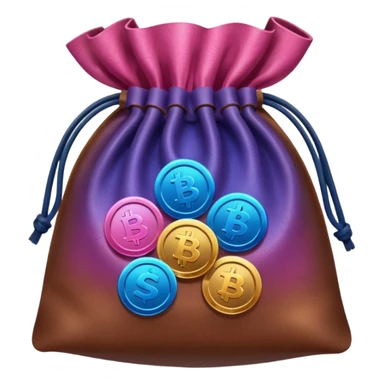 Coins inside brown leather bag, make bag always brown  color

Coins inside gradient color - Blue to pink sticker