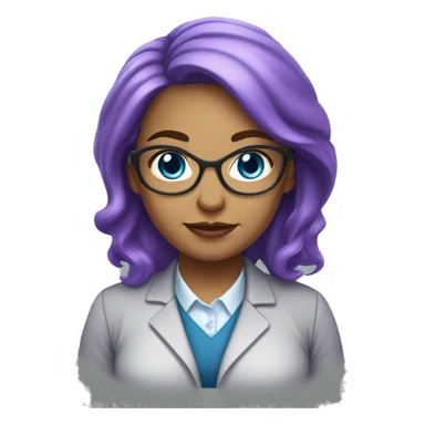female science teacher with purple hair light complexion and blue eyes. slightly fat sticker