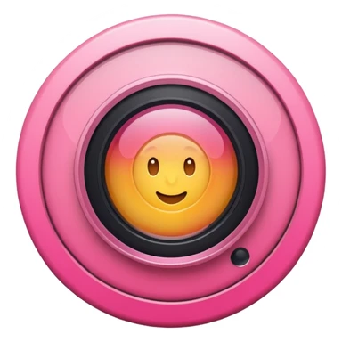 A round camera lens, apple emoji style, minimalist, with highlights, pink, only lens, variant 2 sticker