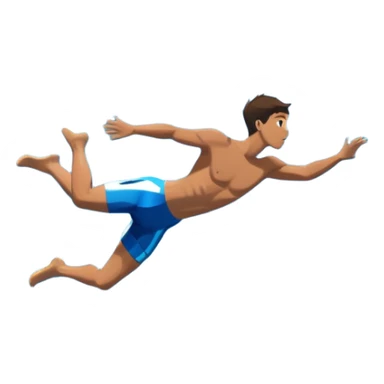 A diver mid-air, diving from a rocky cliff into the sparkling blue ocean below. The background shows a dramatic cliffside and clear sky, capturing the daring and exhilarating nature of cliff diving, with the water below ready to embrace the plunge. sticker