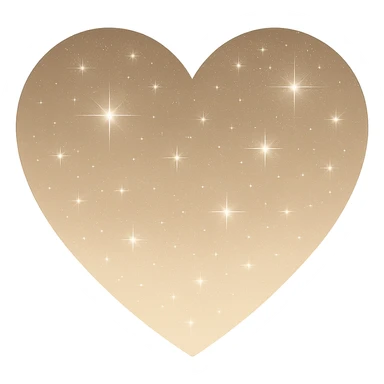 Modify the heart with a night sky gradient to beige night theme with a beige gradient, more stars, and a soft glow. Remove the background entirely  sticker