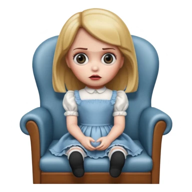 scaredannabelle doll is sitting on the chair


















 sticker