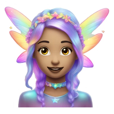 Iridescent fairy flying twinkle rainbow neon colorful sticker