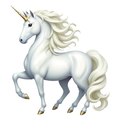 cinematic-noble-white-unicorn-full body-emoji,-poised-and-regal,-with-a-slender,-ethereal-form-draped-in-a-pristine-white-color,-a-flowing-mane-and-tail,-and-a-glistening,-spiraled-horn-that-radiates-pure-light,-simplified-yet-sharp-and-majestic, zoomed out to show a majestic unicorn sticker