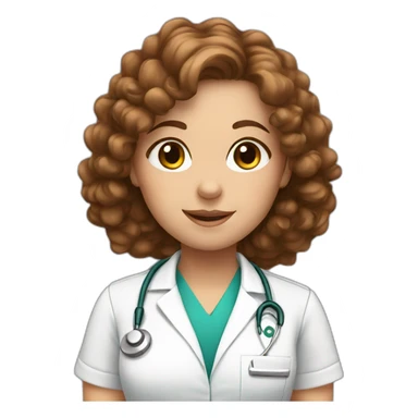 Veterinary Nurse Girl With Brown Curly Hair sticker