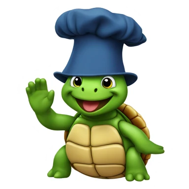 Saluting turtle in chef's hat sticker
