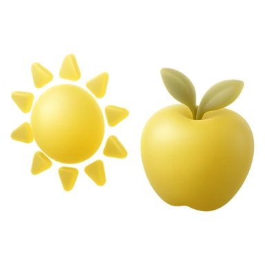 bright yellow sun, apple emoji inspired, matte glass style sticker