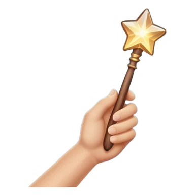 hand holding a glowing magic wand with sparkles and magical glow sticker