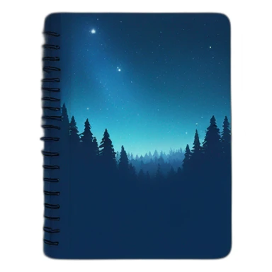 blue journal with cover picturing night sky in forest sticker