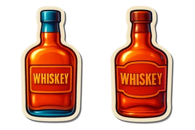 2 bottles of whiskey sticker