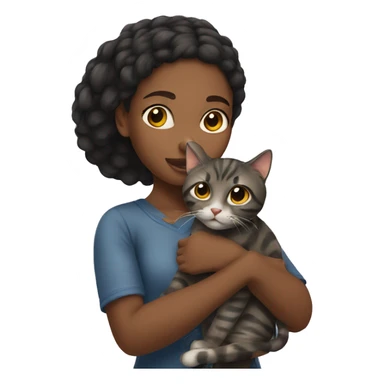 Black girl holding tabby cat sticker