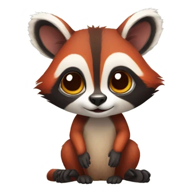 Cute red raccoon-lemur-hybrid full body sticker