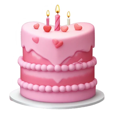 Pink heart shaped fancy birthday cake sticker