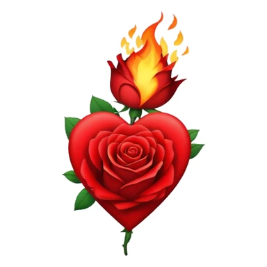 a burning heart with a rose sticker