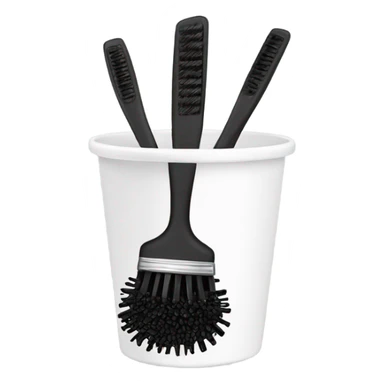 hair brushes in a white cup holder sticker