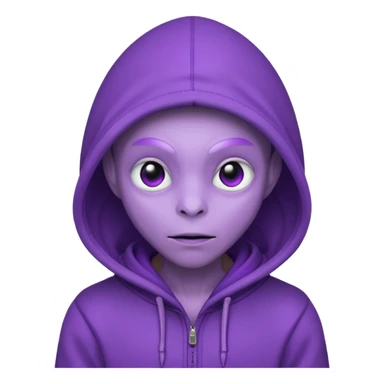 purple allien with hoodie sticker