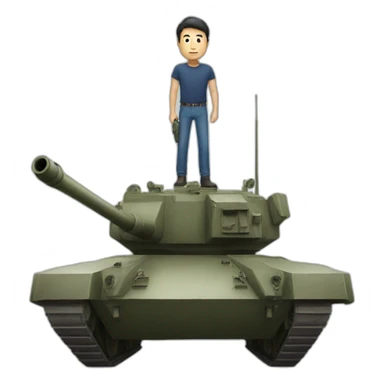 man standing on top of tank sticker