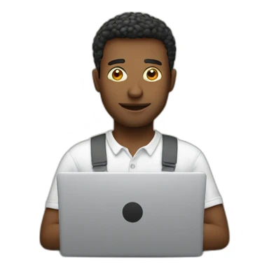 Man behind laptop sticker