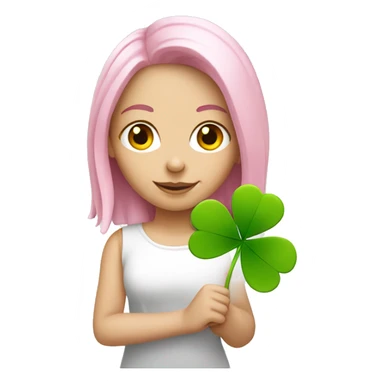 a pink-haired white girl holding clover sticker