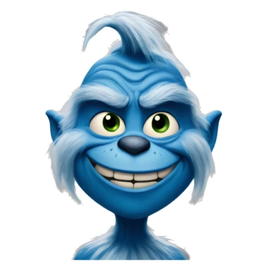 Blue Grinch smirking sticker