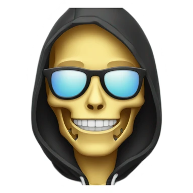 skeleton in black hoodie and sunglasses smile sticker