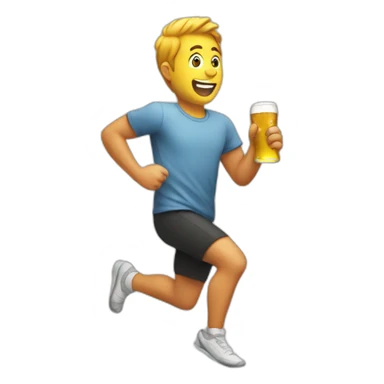 running towards beer sticker