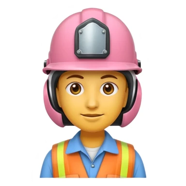Creo un emoji de un ING civil rosado y casco blanco sticker