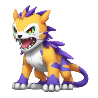 cute cool edgy Digimon-Fakemon-animal with colorful markings full body sticker