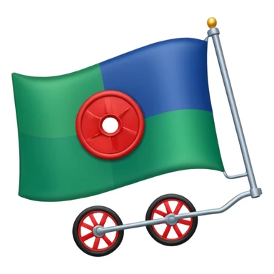 flag with green at the bottom and blue at the top with a red wheel in the middle sticker