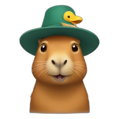 capibara wearing a duck hat sticker