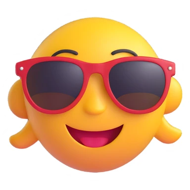 3D smiley emoji, round shape, wearing sunglasses, with the text "király", cool face sticker