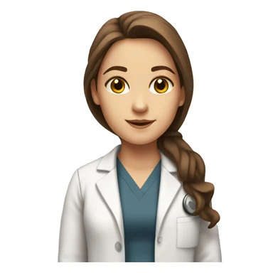 White Girl with long brown hair and brown eyes in a lab coat sticker