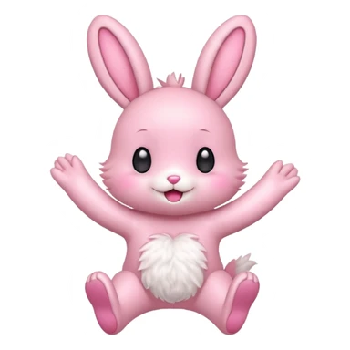 Exited pink bunny, kawaii chibi fluffy ears and body jumping of excitement  sticker