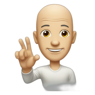 a bald man with a long nose waving his hand sticker