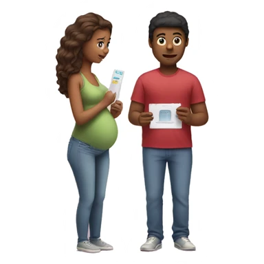 couple looking at pregnancy test sticker