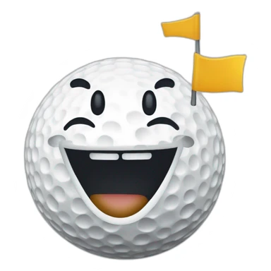 Excited Golf Emoji  Description A jumping golf ball with an enthusiastic expression, celebrating a successful putt. Maybe there are little flags around to indicate victory. sticker