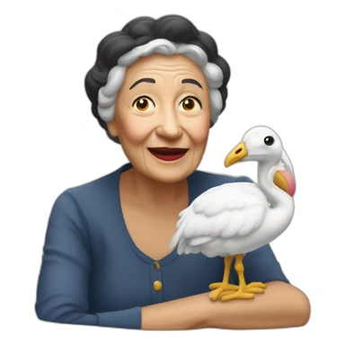 Mamie sur une autruche sticker