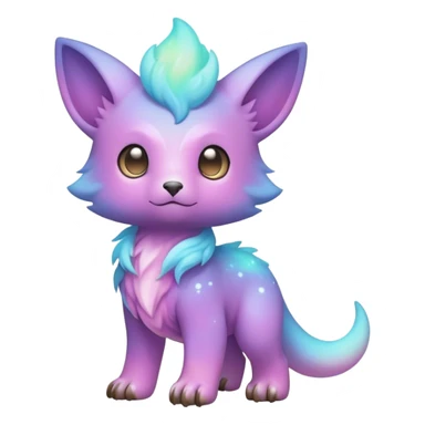 Cute cool colorful pastel nebula fantasy animal hybrid Fakemon full body  sticker
