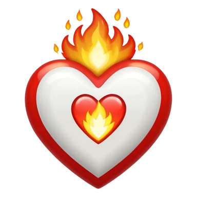 Corazón con líneas blancas y fuego blanco  sticker